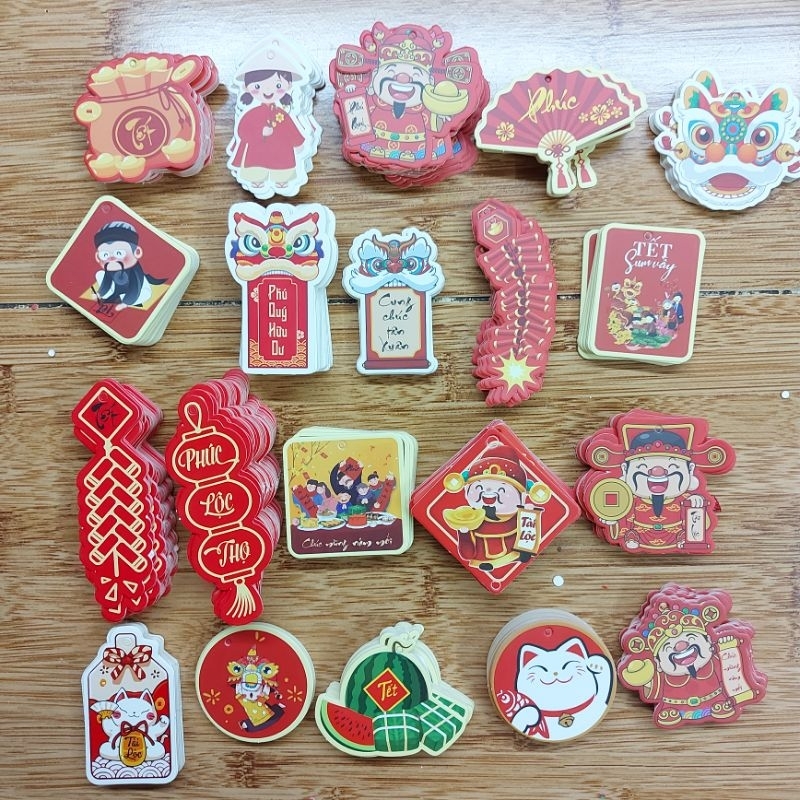 Mix 20 cái TAG TREO TRANG TRÍ, DÂY TREO TẾT, MÈO THẦN TÀI/ tặng kèm dây treo