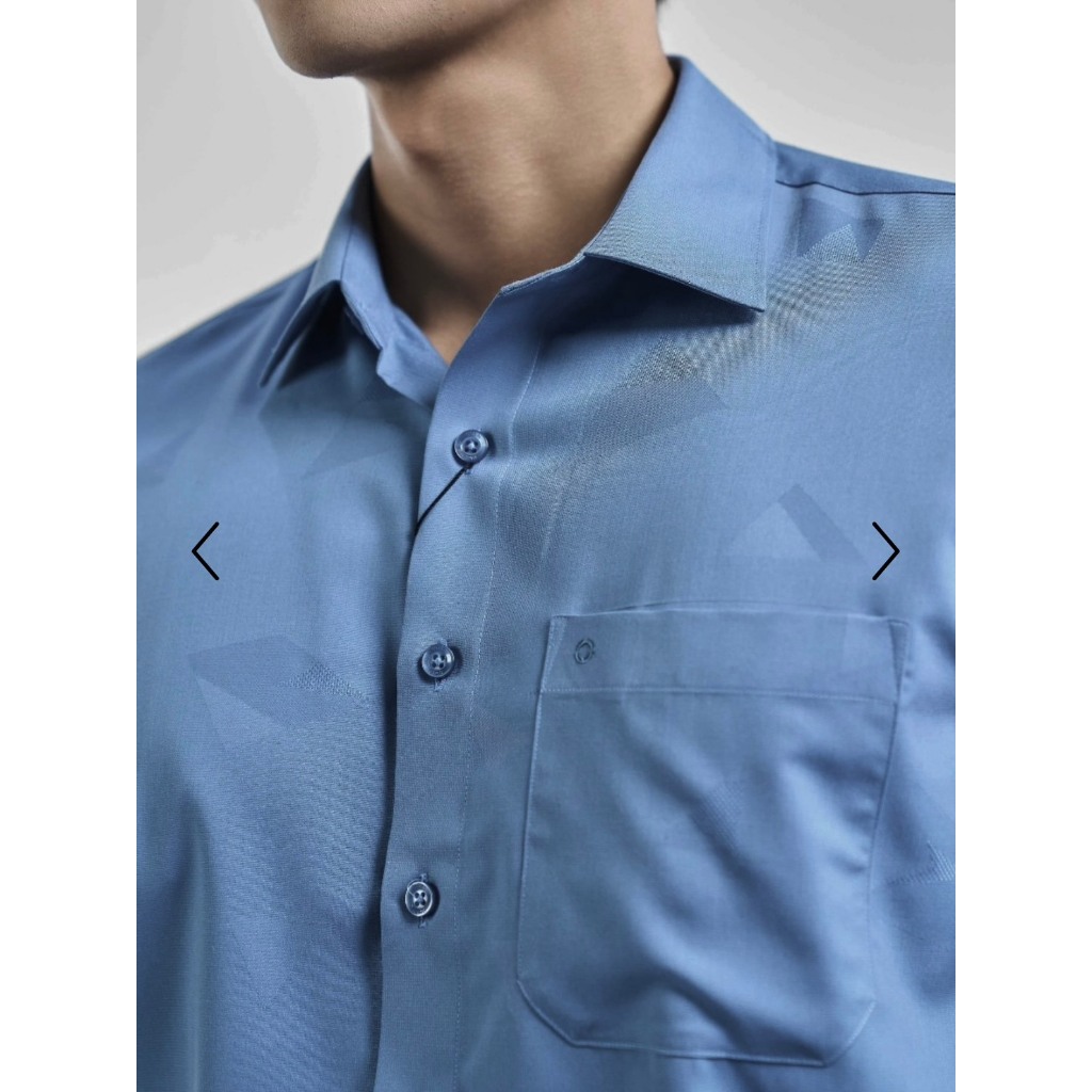 OWEN - Áo Sơ mi dài tay Owen Regularfit chất sợi tre kẻ chìm màu xanh 230254