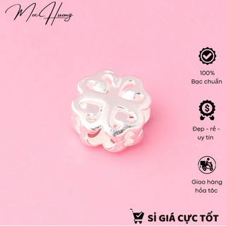 Charm bạc cỏ 4 lá cánh trái tim - mh957