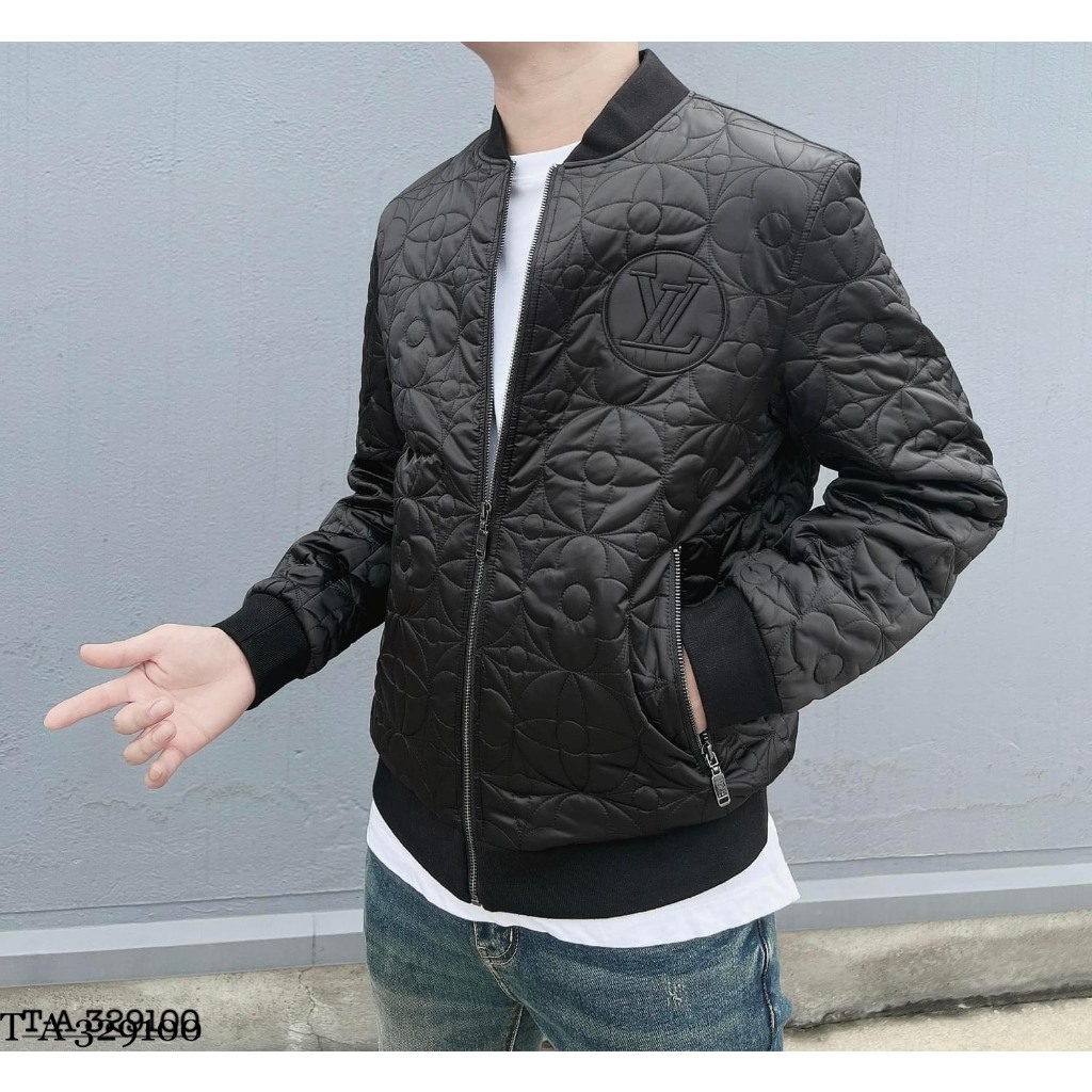 Áo khoác trần bông LV họa tiết logo hoa siêu đẹp-Áo phao bomber nam nữ chất vải dày dặn ấm áp