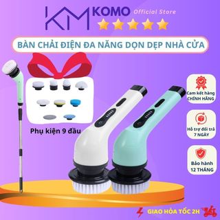 Máy Cọ Rửa nhà vệ sinh AICHI bằng điện, Bàn Chải Điện Vệ sinh Nhà Cửa Với Bộ Phụ Kiện 9 Đầu Thay Thế Đa Năng - Komo