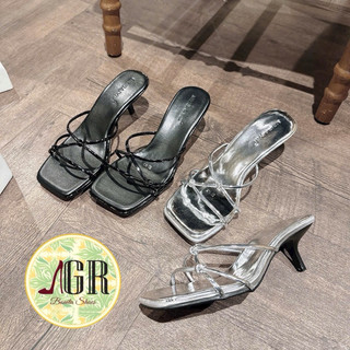 Guốc gót dây gút da gót nhọn cao 5 cm