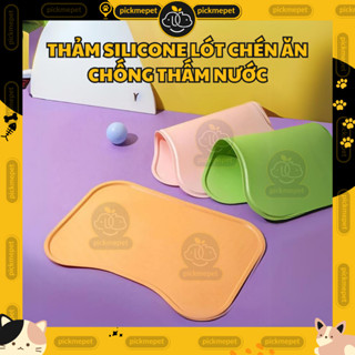 Thảm lót bát ăn, Miếng lót chén ăn bằng silicon cho Chó Mèo - Chống tràn chống trơn, chống thấm nước