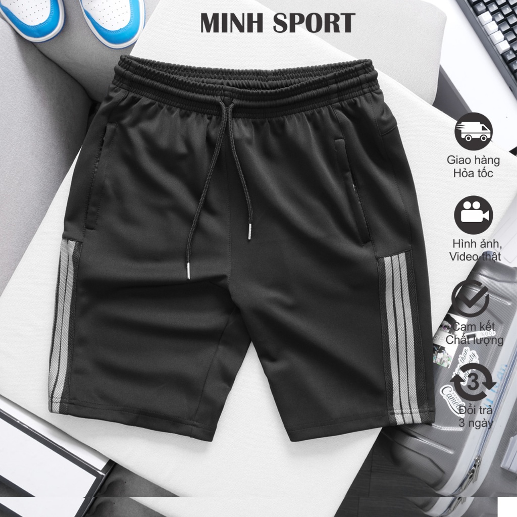 Quần Short Đùi Thể Thao Nam Thun 2 Da Mềm Mịn, Phối Lưới Cao Cấp mã QUAN.33