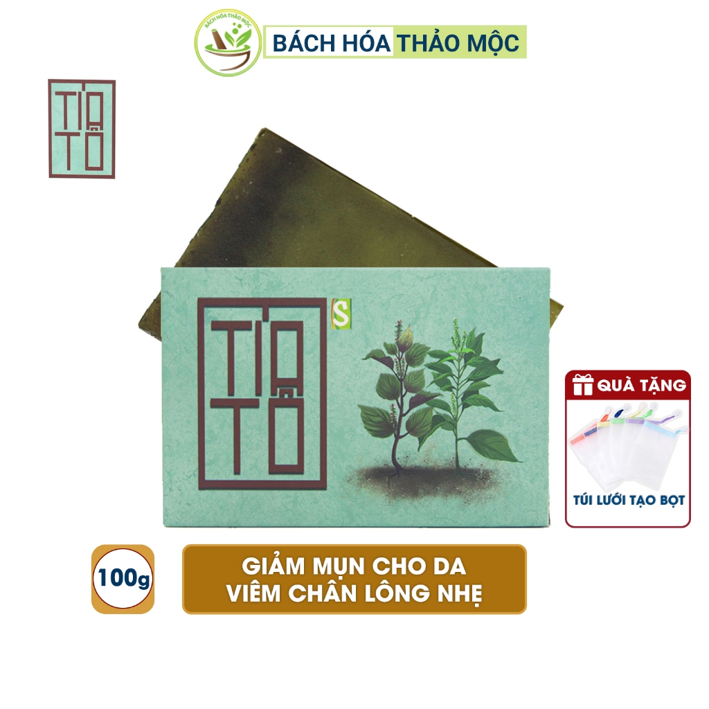 Xà Bông Tía Tô Mát Da Giảm Mụn Lưng 100Gram Xà Phòng Thảo Dược Thiên Nhiên