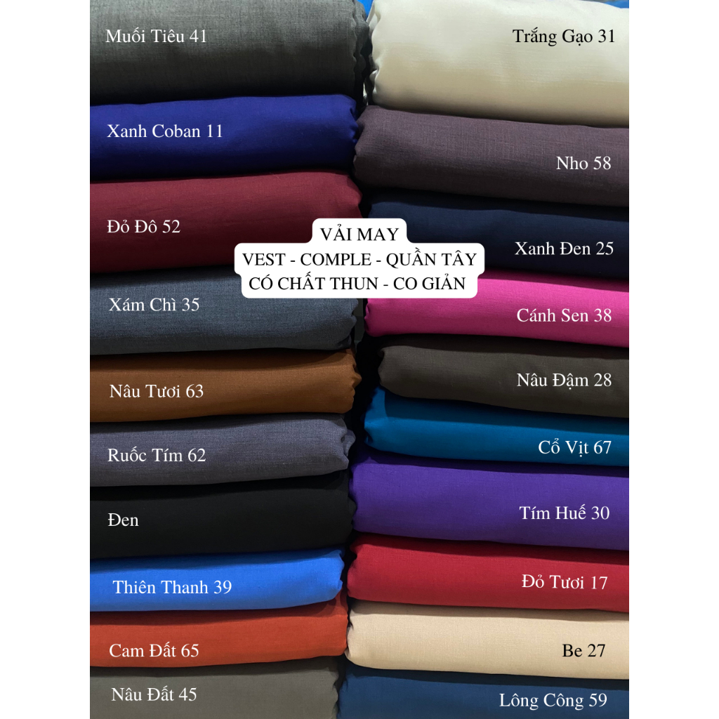 VẢI MAY VEST - COMPLE - QUẦN TÂY NAM VÀ NỮ - CÓ CHẤT THUN CO GIẢN NHẸ