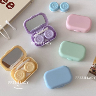 ⚡COD Hộp Đựng Kính Áp Tròng Màu Kem Sang Trọng, 1 Khay Đựng Ống Kính, Có Gương