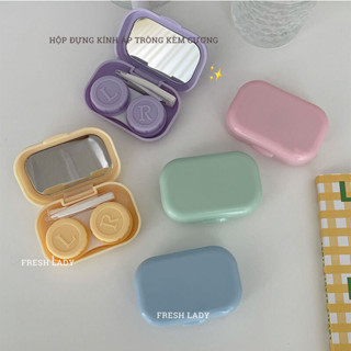  Hộp Đựng Kính áp tròng MCK1 Có Gương Màu Sắc Xinh Xắn hộp đựng lens khay đựng lens dụng cụ đeo lens khay lens hộp lens 