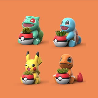 Chậu Cây Pokemon - Pikachu Bulbasaur Charmander Squirtle Eevee Pokeball - Chậu nhựa - Trồng cây hoặc sen đá...