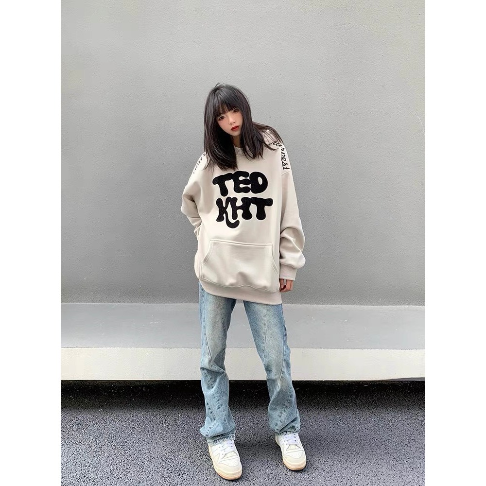 Áo Hoddie Nam Nữ Unísex In Chữ Cực Nét TED KHT Nỉ Bông Form Rộng Tay Dài Mũ 2 Lớp Dày Dặn Mặc Đồ Đôi Phong Cách Hàn Quốc