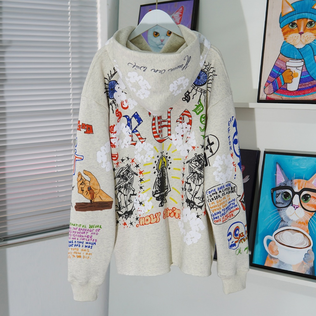 Áo hoodie Kanye x Graffiti hàng cao cấp ss2024