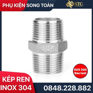Kép Ren Inox 304, Đầu Nối Hai Ren Ngoài 13 17 21 27 34 4 249 60 Inox SUS 304 Bao Test