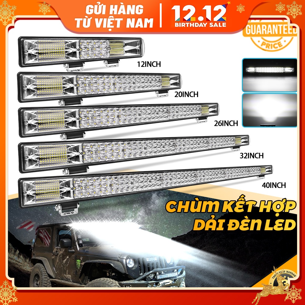 Đèn LED trợ sáng 30cm 50cm 78cm 99cm 2 tầng siêu sáng ôtô xe máy 12" Thanh đèn 12D cho xe 4wd xe tải xe máy 20" 32" 40"