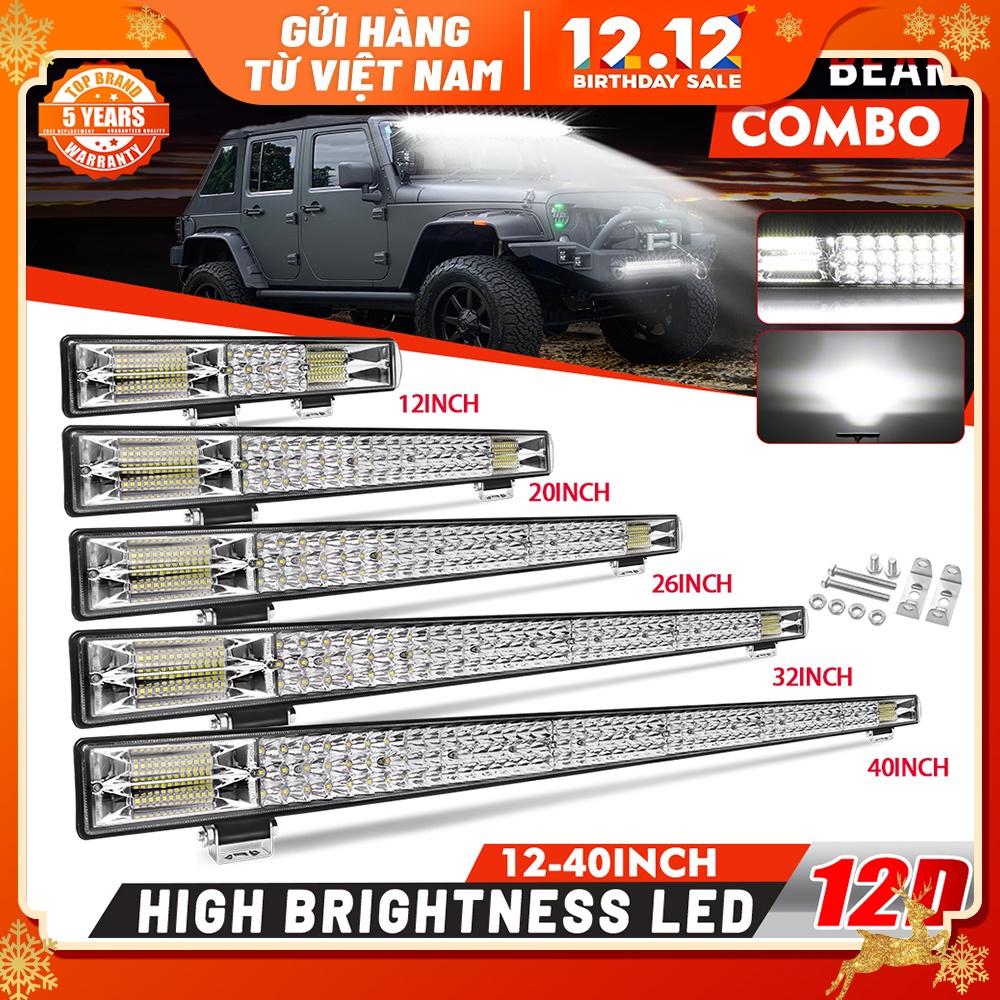 3 Hàng 12" 22" 32" 42" Thanh Đèn LED Offroad Thanh Led Combo Đèn Led Làm Đèn Thanh 12V 24V Cho 4X4 4WD SUV ATV Xe Ô Tô