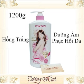 Sữa tắm dưỡng ẩm, phục hồi da Pon Pon Đài Loan Body Cleanser - 1200g - Hồng Trắng