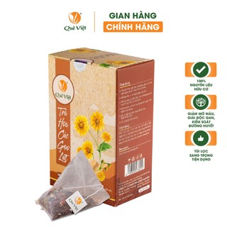 QV02 - Cuội - Trà hoa cúc gạo lứt Quê Việt thanh nhiệt, ngủ ngon, điều hoà huyết áp - Hộp 600g (20 túi x 30g)