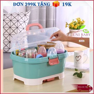 Giá úp bình sữa có nắp cao cấp và lỗ thoáng khí mẫu mới, thoát nước khô ráo shop uni baby