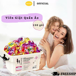 Viên Giặt Xả Quần Áo HUTO Hộp 130 Viên Khử Khuẩn Làm Sạch Tốt