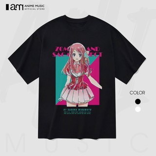 Áo thun Unisex Zombie Land Saga Sakura Minamoto Digital Art Oversized 100% Cotton ngắn tay