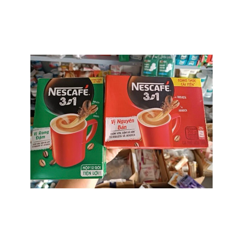 Nescafe hoà tan 3in1 vị rang đậm hộp 12 gói