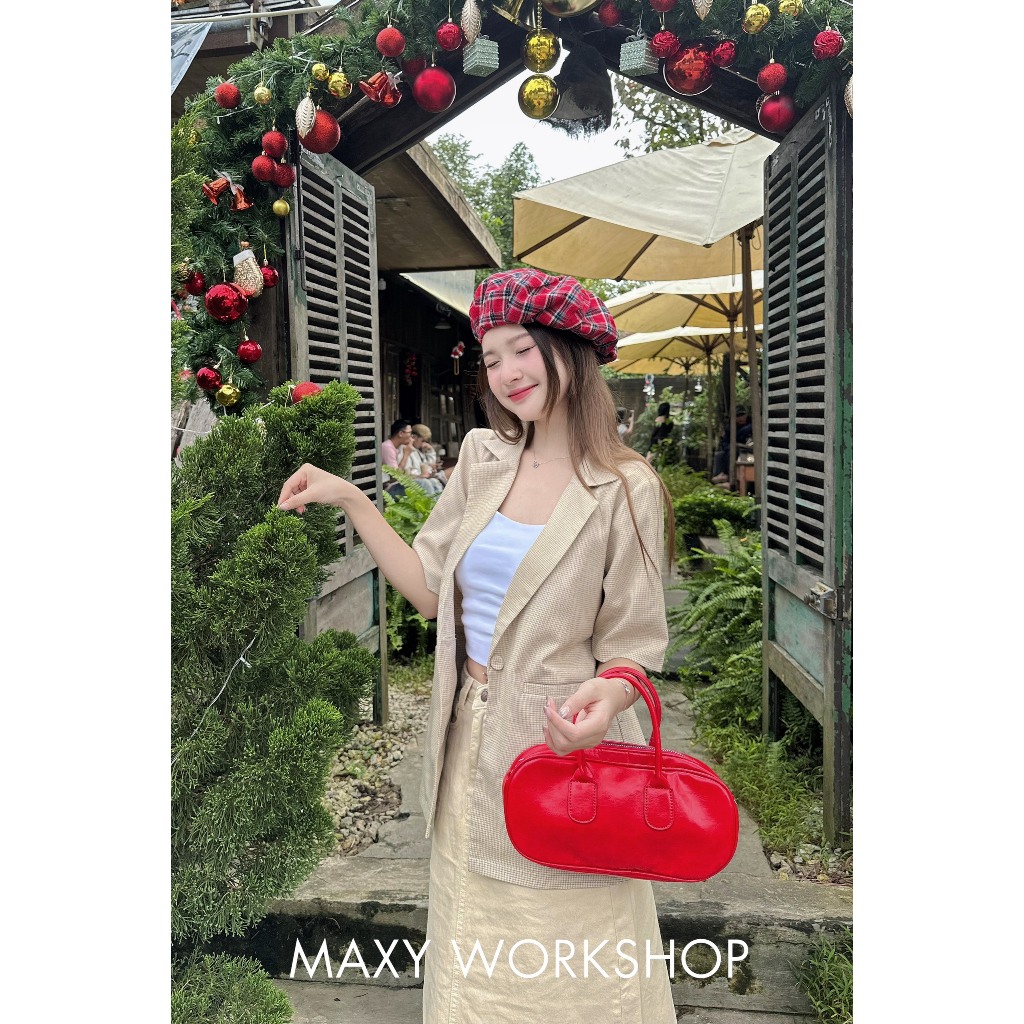 Áo blazer nữ ngắn tay có túi Trendy short blazer Maxy Workshop