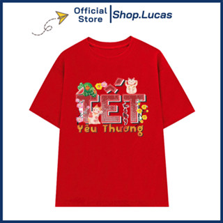 Áo Thun ĐỎ TẾT 2025 XUÂN ẤT TỴ CON RẮN Unisex Nam Nữ Áo Gia Đình Cặp Đôi Shop.Lucas - CHỮ TẾT