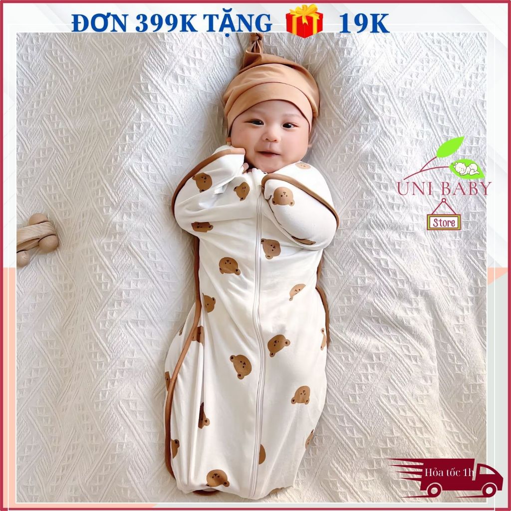 Nhộng chũn Boona cho bé sơ sinh chất vải mềm mại giúp bé ngủ ngon sâu giấc shop Unibaby