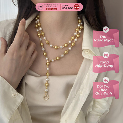 Chuỗi Ngọc Trai 11ly-8ly Màu Vàng Kim Sang Trọng Cho Nàng - Ngọc Trai Trường Thịnh