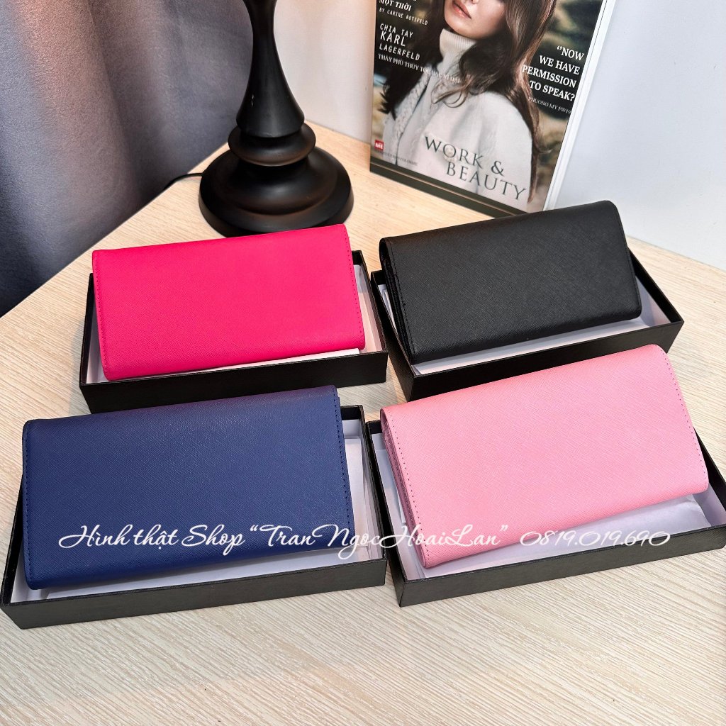 Ví dài nữ vân xướt size 21cm full box pra da đủ màu