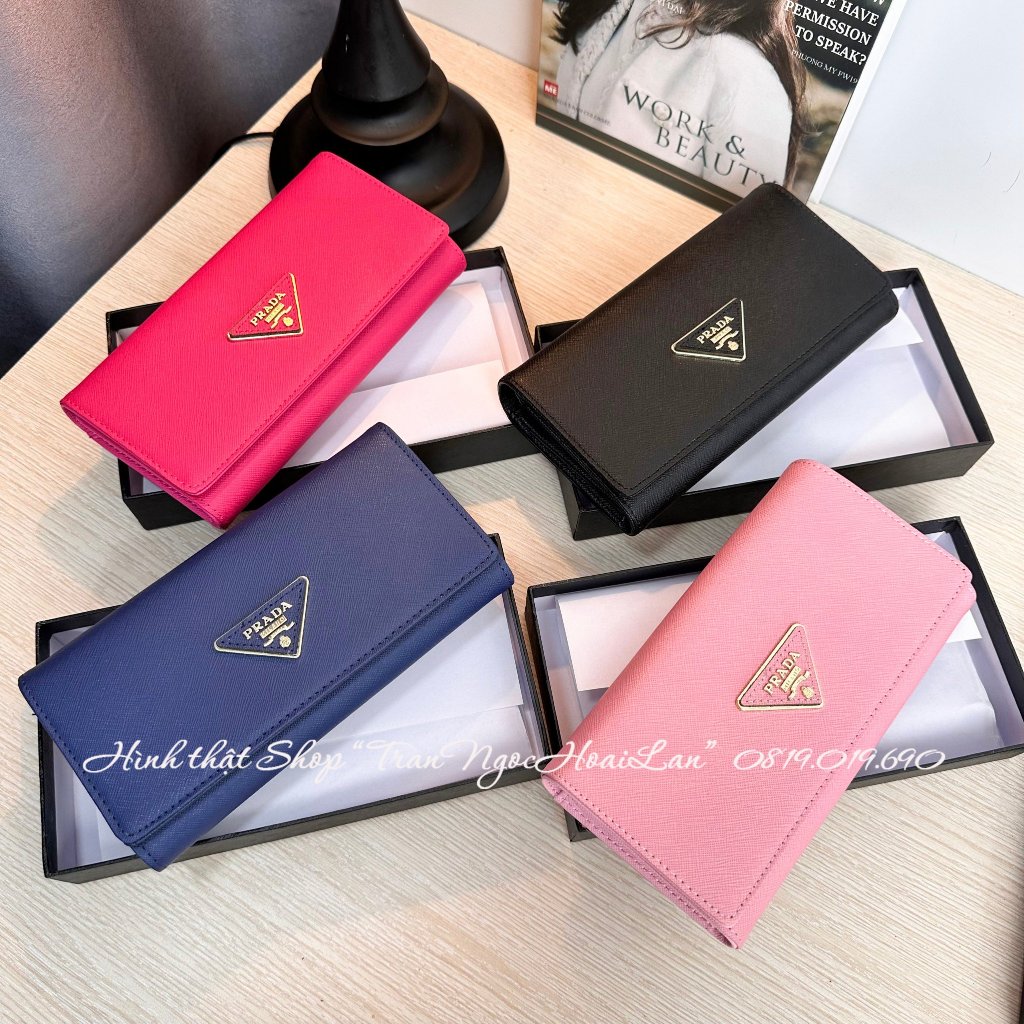 Ví dài nữ vân xướt size 21cm full box pra da đủ màu