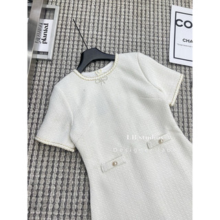 Váy dạ new cổ tết đính nơ đá