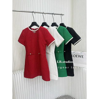 Váy dạ new cổ tết đính nơ đá