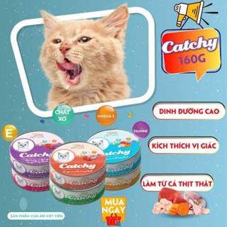 GIÁ DÙNG THỬ PATE CATCHY 160G MIX VỊ LON MẪU MỚI VỊ MỚI MỘT THÙNG 48 LON.