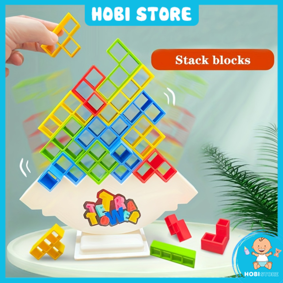 Bộ xếp hình khối tháp cân bằng Tetra Tower board game lắp ráp đồ chơi thông minh rèn luyện tập trung kiên trì tư duy