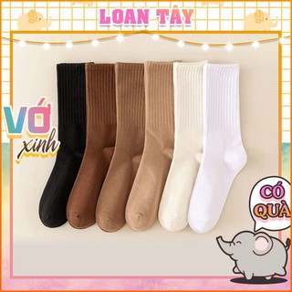 Tất Vớ Nam Nữ Style Hàn Vân Dọc Màu Trơn Xinh Xắn L2454