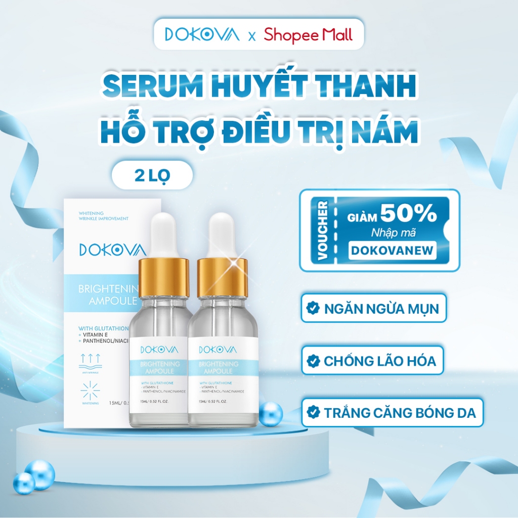 COMBO 2 Lọ Serum Trắng Da Mờ Nám Chống Lão Hóa DOKOVA BRIGHTENING AMPOULE Công Nghệ Hàn Quốc - Hàng Chính Hãng