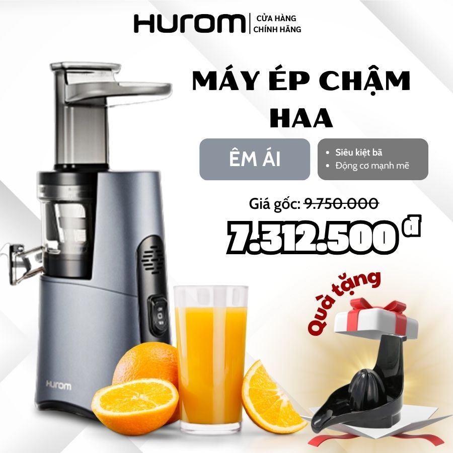 Máy ép chậm Hurom HAA, Ép kiệt bã, Bền bỉ, Công suất 150W, 43 vòng quay/phút l Bảo hành động cơ 10 năm