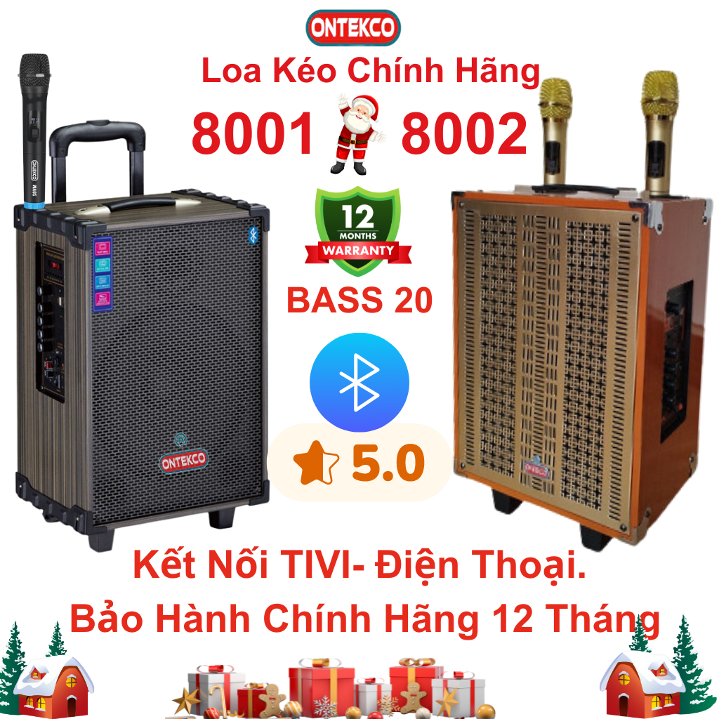 Loa kéo karaoke ONTEKCO 8001|8002 kết nối bluetooth - Nghe nhạc cực đã +Mic hát siêu hay ,Bảo Hành Chính hãng 12 Tháng