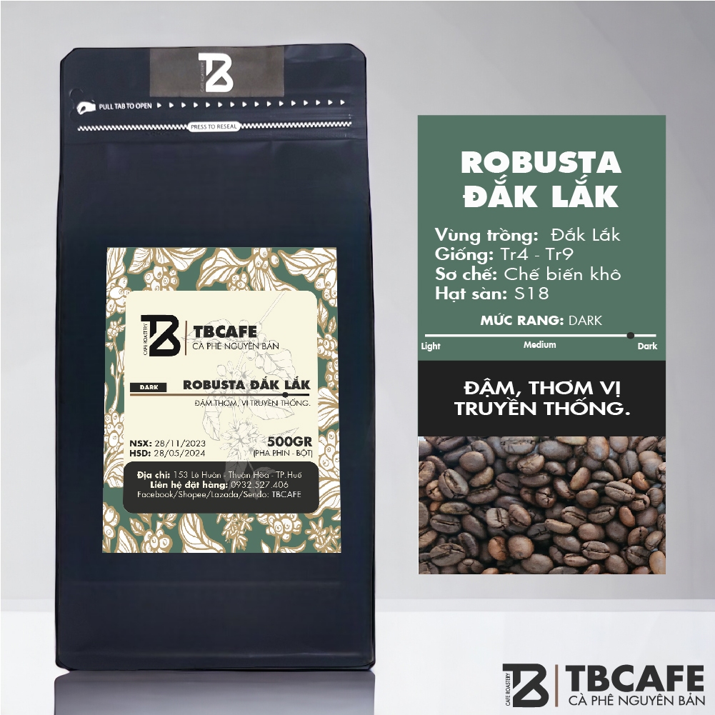 - 100% Cà phê mộc rang xay nguyên chất - TBCAFE