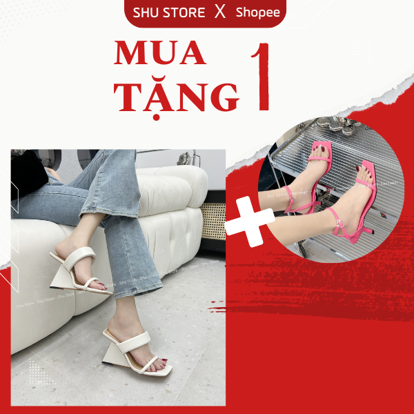 Guốc cao gót Shu Store guốc gót lạ độc quyền 2 quai ngang cao 10cm thời trang đi tiệc sang trọng cho nữ