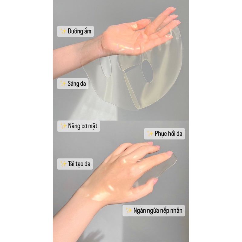 Mặt nạ Gạo Hồ ngọc hà hydrogel Vàng phiên bản cao cấp 2023- dưỡng ẩm- se khít lỗ chân lông- dưỡng trắng- hộp 3 miếng