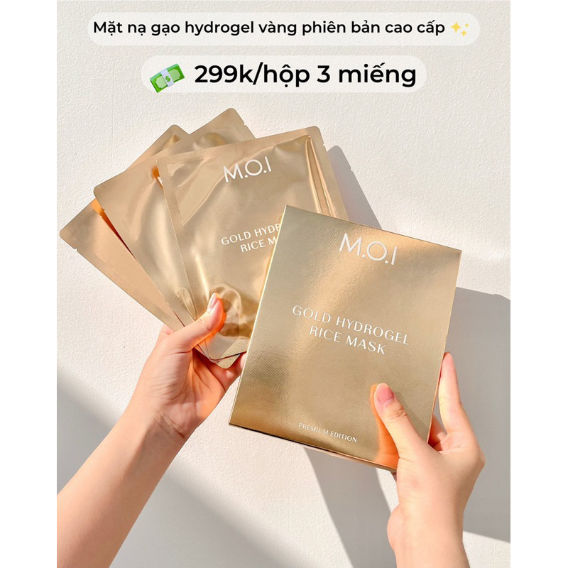 Mặt nạ Gạo Hồ ngọc hà hydrogel Vàng phiên bản cao cấp 2023- dưỡng ẩm- se khít lỗ chân lông- dưỡng trắng- hộp 3 miếng