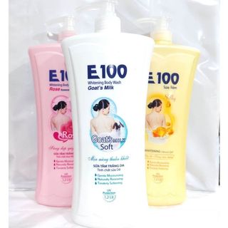 SỮA TẮM E100 SILKY/Tinh Chất Dê/Hoa Hồng 1200ml (3 Màu)