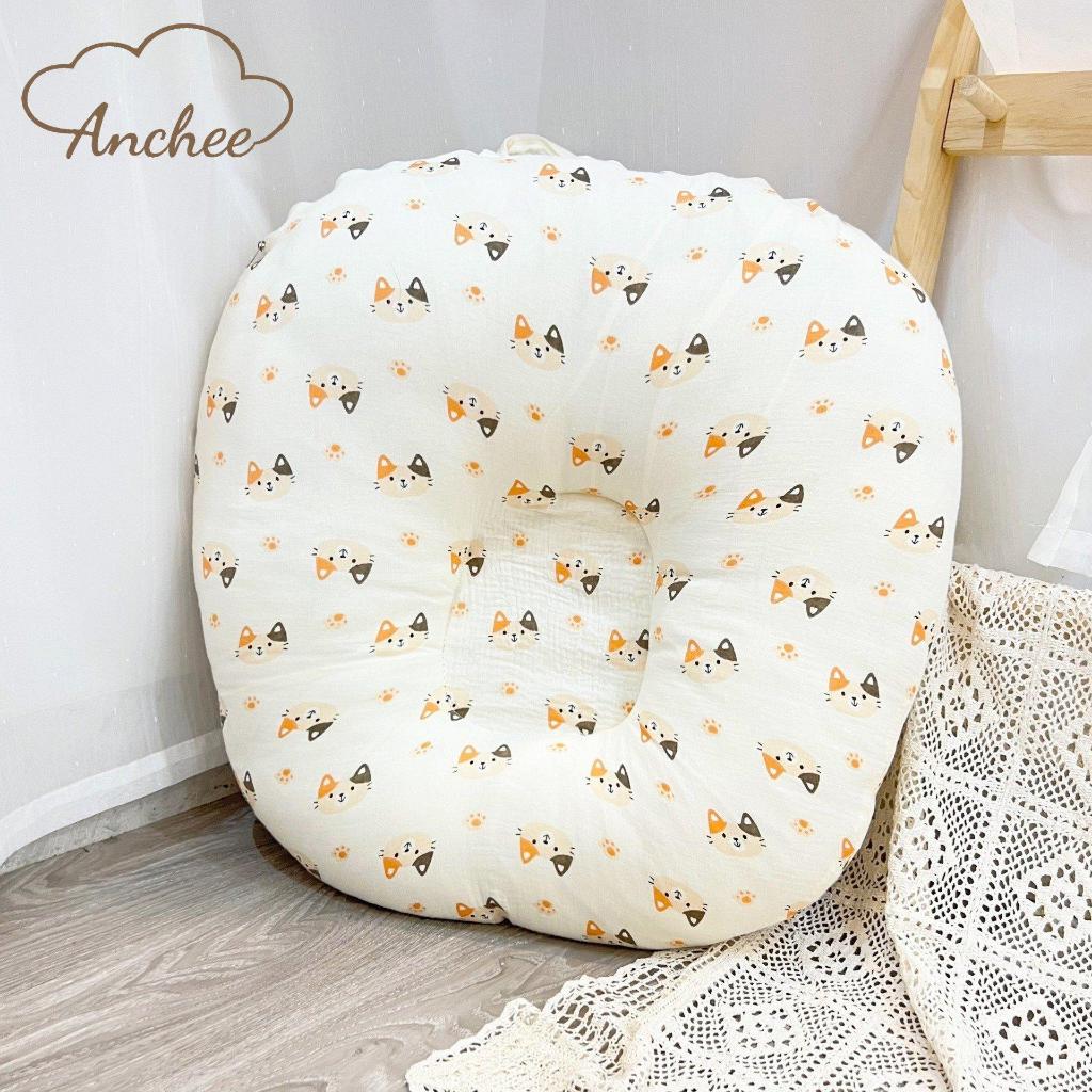 Gối chống trào ngược cho bé vải Xô Muslin Anchee, kích thước 68x70cm
