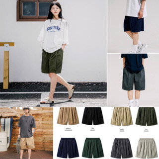 Quần shorts ngắn Hàn Quốc kaki nam nữ, có xếp li, lưng thun có dây