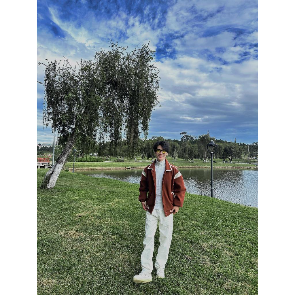 Áo khoác varsity unisex, áo khoác varsity dạ phối da Brock 2023 chất dạ nhập khẩu cao cấp có bảo hành