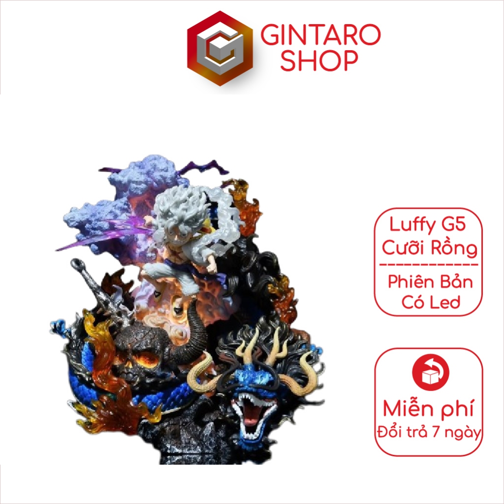 Mô hình nhân vật Luffy Gear 5 phiên bản cưỡi rồng kèm led ẩn cực kỳ đẹp, Mô hình One Piece Luffy Gear 5