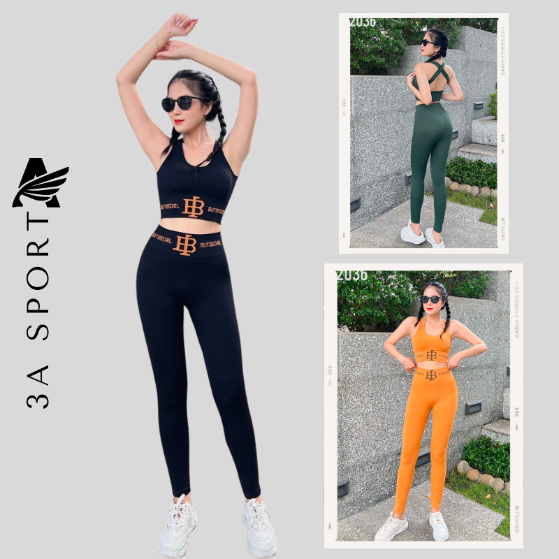 Bộ Quần Áo Tập Gym Yoga Nữ Cao Cấp 3A SPORT Có Mút Ngực Co Dãn 4 Chiều hàng Quảng Châu cao cấp - B02036