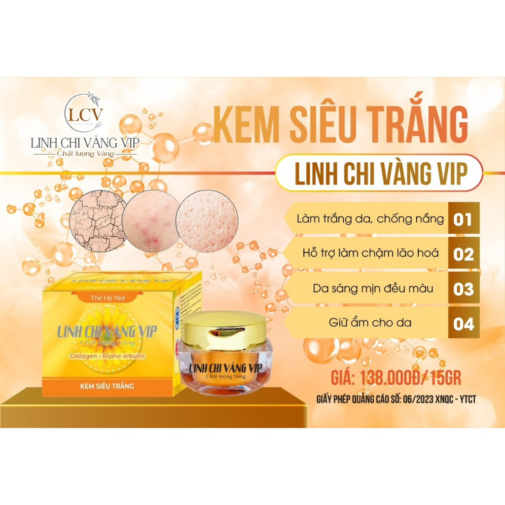 Kem Dưỡng Trắng Linh Chi Vàng Nâng Tông Mịn Màng 15g VIP-05