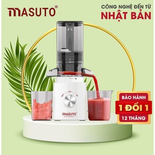 Máy Ép Chậm Trái Cây Masuto Ép Nguyên Quả Kiệt Bã Dung Tích 0,6L Làm Nước Ép, Mua 1 được 3